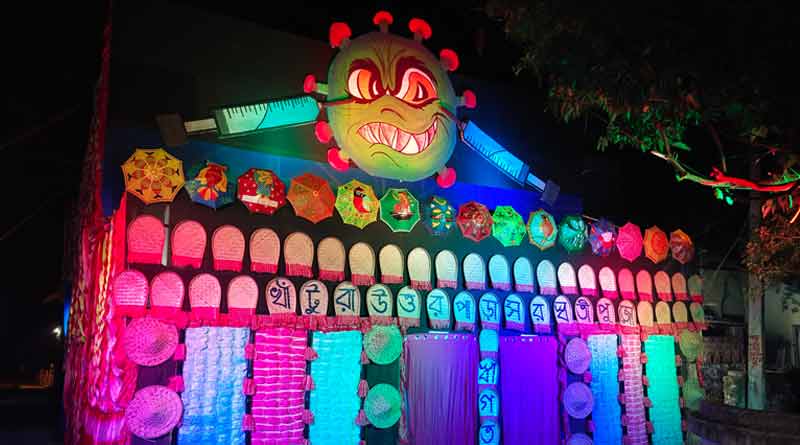 Corona Theme in Saraswati pujo | Sangbad Pratiddin