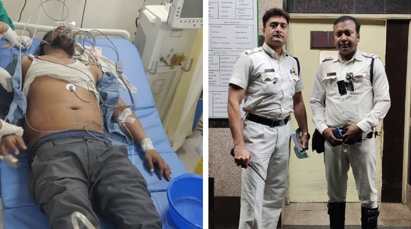 Kolkata: Male Passenger falls ill, cops took the whole bus to hospital via green corridor | Sangbad Pratidin