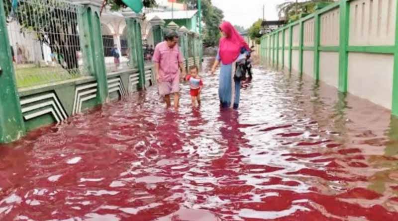 Batik dye turns water red in Indonesia's Pekalongan village, pictures flood social media | Sangbad Pratidin