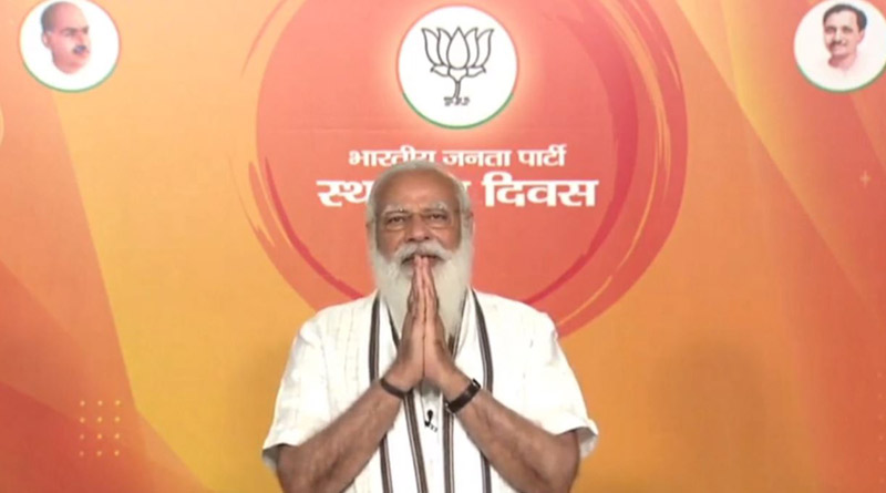 Narendra Modi mentioned assaulted BJP workers of Bengal in 41st establishment day of party । Sangbad Pratidin