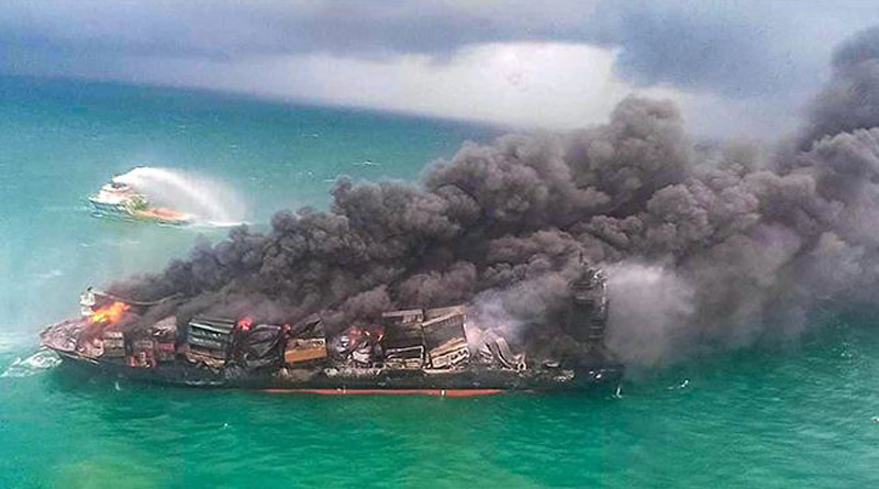 Burning Ship With Hazardous Chemicals Could Cause Acid Rain In Sri Lanka | Sangbad Pratidin