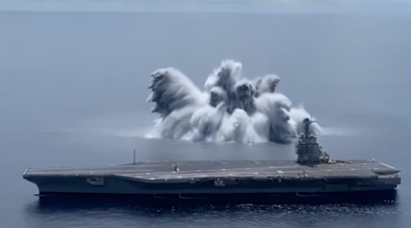 U.S. Navy sets off giant explosion to test USS Gerald R. Ford aircraft carrier | Sangbad Pratidin