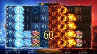 Shared Wilds Feature from Yggdrasil's Ice & Fire slot game.