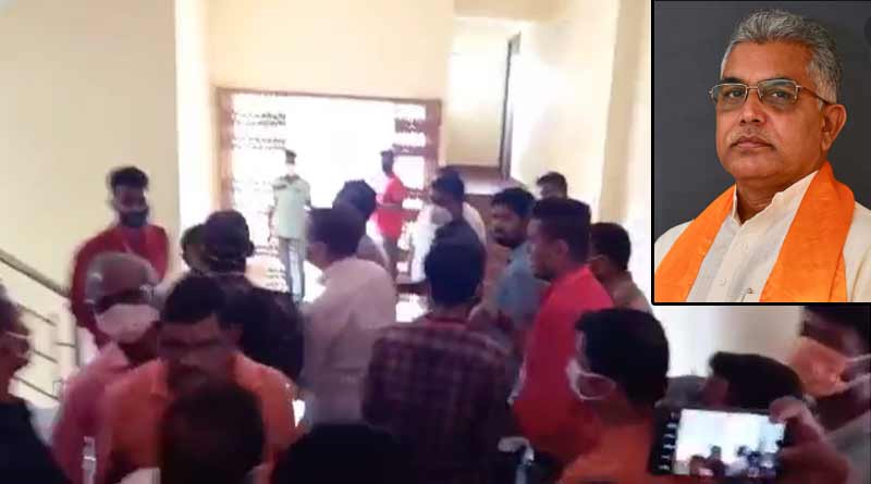 BJP worker of Purba Bardhaman stage protest infront of Dilip Ghosh | Sangbad Pratidin