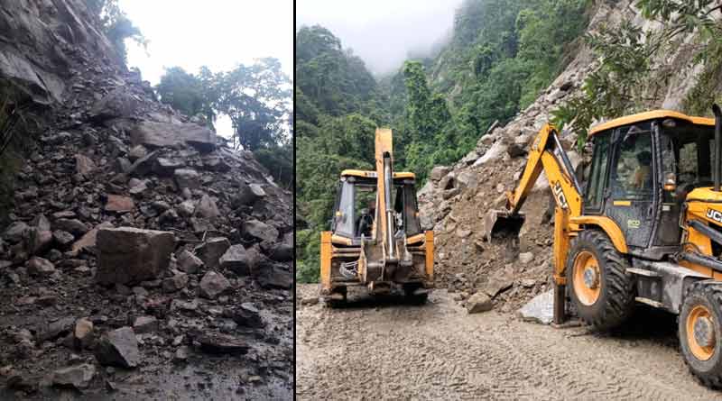 Due to heavy rainfall landslide in NH 10 । Sangbad Pratidin