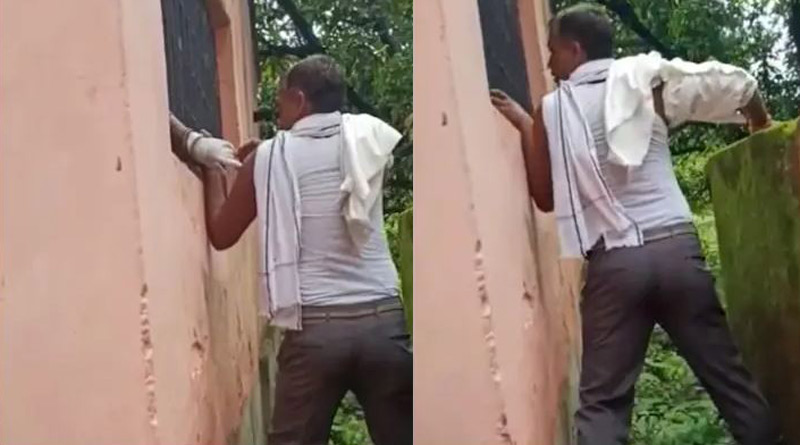 Video goes viral about a Man gets vaccinated through window while people in queue। Sangbad Pratidin