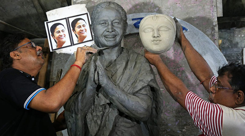 Durga Puja 2021: Durga idol resembling Mamata Banerjee sparks row | Sangbad Pratidin