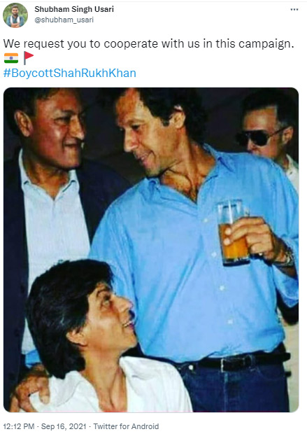 SRK Boycott tweet