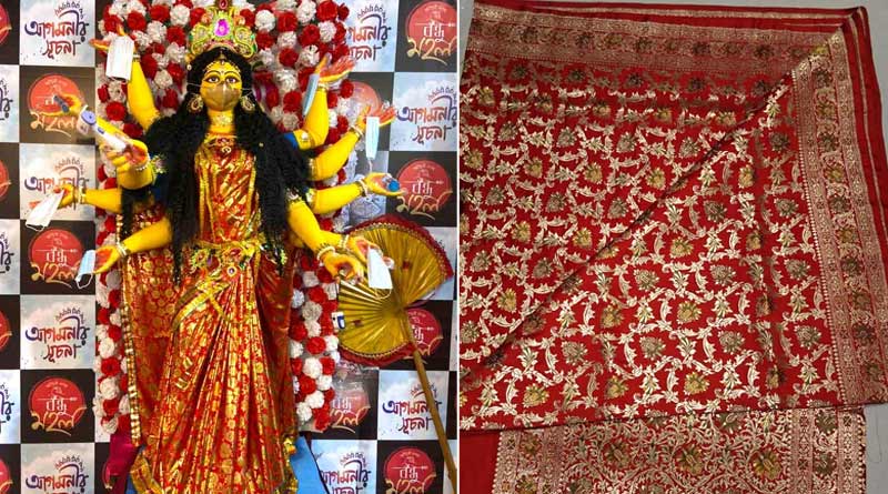 Durga idol to fet golden attire in Baguiati puja pandal | Sangbad Pratidin