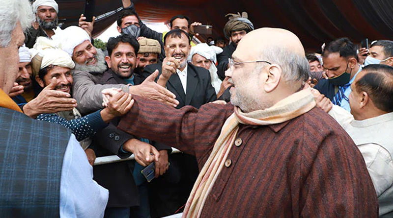 HM Amit Shah removes bulletproof shield in Srinagar | Sangbad Pratidin