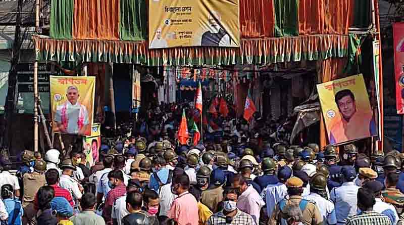 BJP supporters clash with cops during protest rally । Sangbad Pratidin