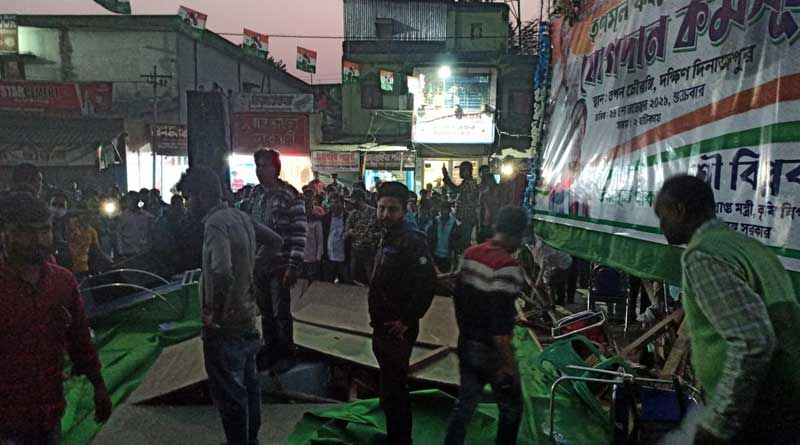Minister Biplab Mitra injured in the joining program of Trinamool Congress । Sangbad Pratidin