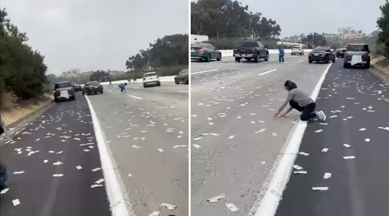 Money scattered on road, video goes viral | Sangbad Pratidin