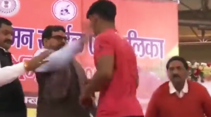 Wrestling Federation Chief Brij Bhushan Sharan Singh Loses his Cool, Slaps Wrestler | Sangbad Pratidin