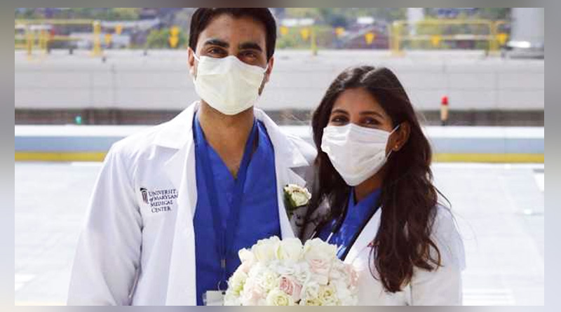 Doctors continuing job during COVID period ahead of their wedding | Sangbad Pratidin