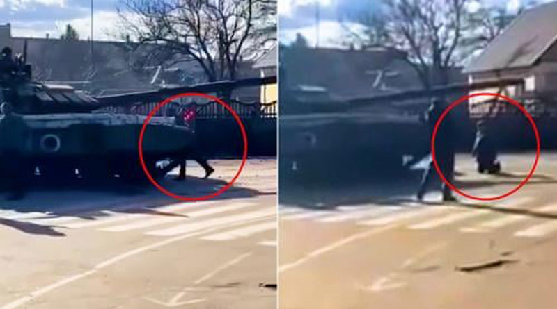 Ukrainian civilians use their bodies to stop Russian tanks | Sangbad Pratidin