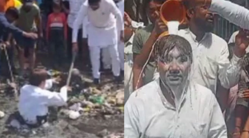 Viral Video of AAP Leader who Jumps Into Drain On Mission Clean-Up Then Milk Bath | Sangbad Pratidin