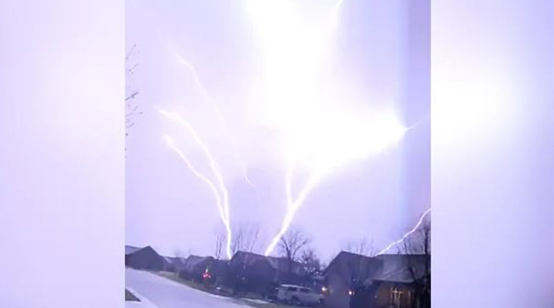 Video of lightning from the ground to the sky is goes viral। Sangbad Pratidin