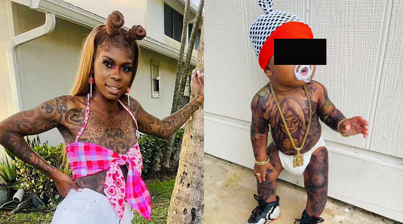 Tattoo-obsessed mother is SLAMMED for covering her one-year-old BABY with Tattoo | Sangbad Pratidin
