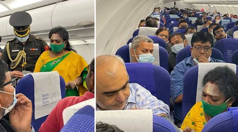 Telangana Governor treated co-passenger after he fell into the flight and made him feeling better | Sangbad Pratidin