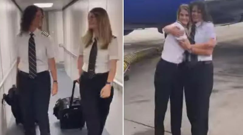 A woman and her daughter pilot first flight together, video goes viral। Sangbad Pratidin
