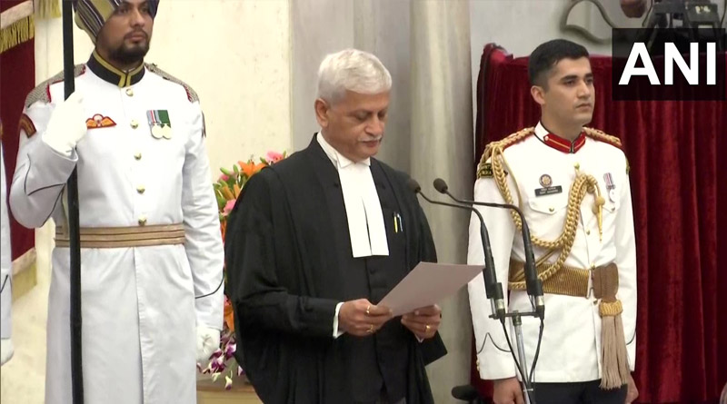 Justice UU Lalit Touches His Father's Feet After Swearing in as CJI | Sangbad Pratidin