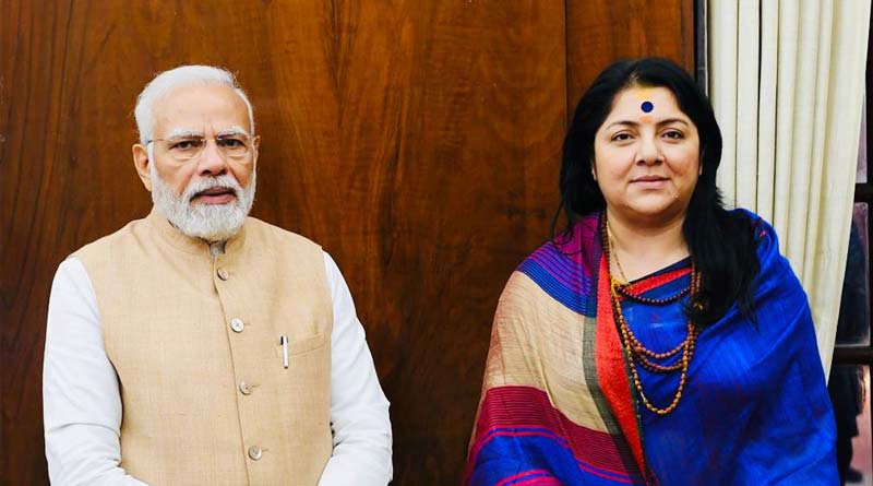 BJP MP Locket Chatterjee meets PM Modi in Parliament | Sangbad Pratidin