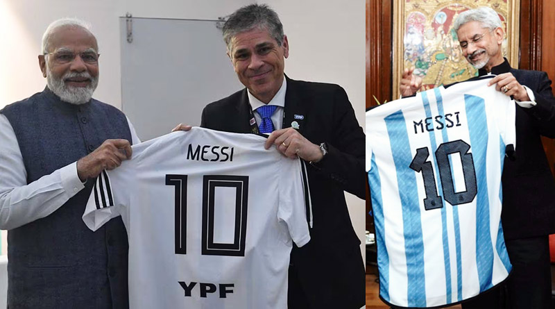 Argentine minister gifts Messi's signed jersey to PM Modi and Jaishankar | Sangbad Pratidin