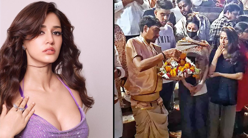 Disha Patani performs aarti in Varanasi in crop top and shawl. Video goes viral| Sangbad Pratidin
