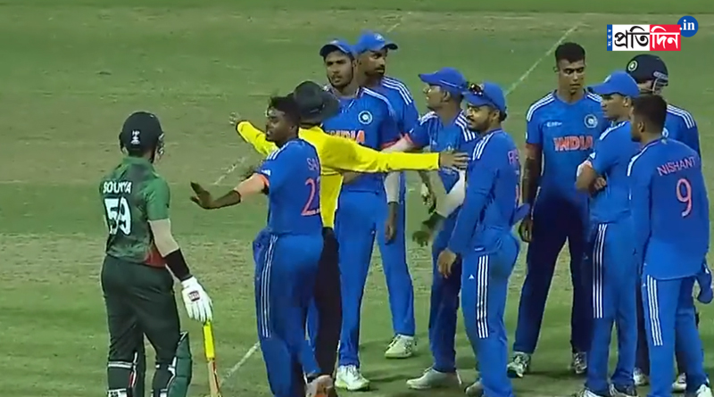 India players and Bangladesh star Soumya Sarkar engaged in a heated argument in Emerging Asia Cup । Sangbad Pratidin
