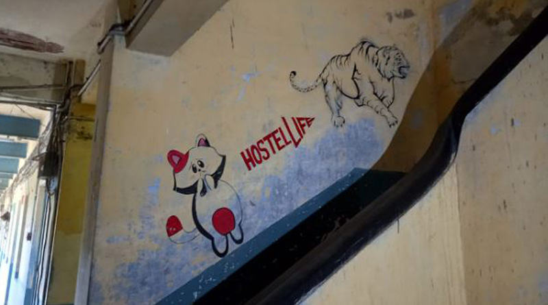Jadavpur University Main Hostel graphiti by student is promoting Ragging | Sangbad Pratidin