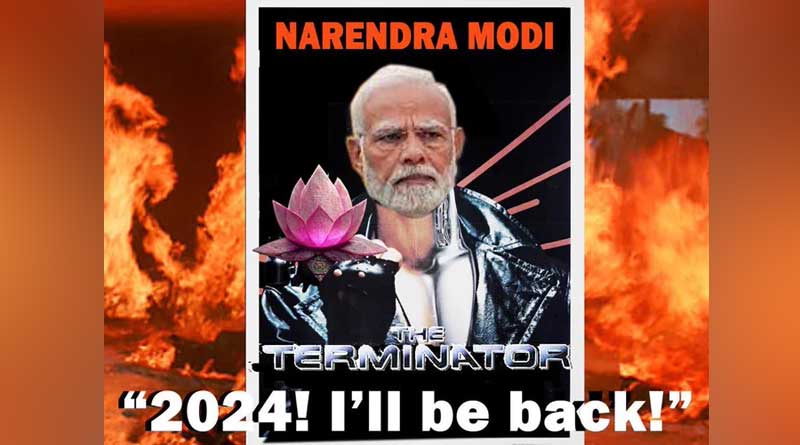 BJP's New Modi Poster Has A Terminator Reference | Sangbad Pratidin