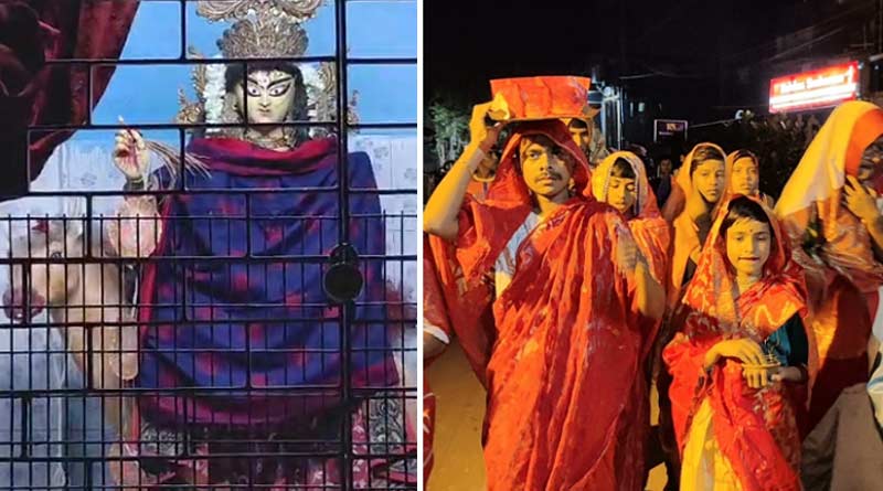 Men dressed as women! Jagaddhatri worship is different in Krishnanagar | Sangbad Pratidin