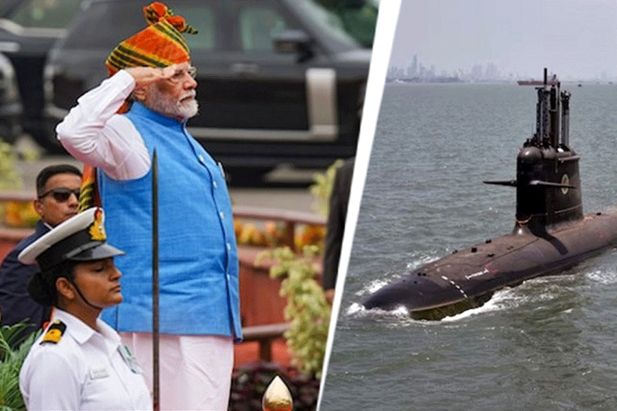 PM Modi as Navy gets 'hunter-killer' submarine, warships