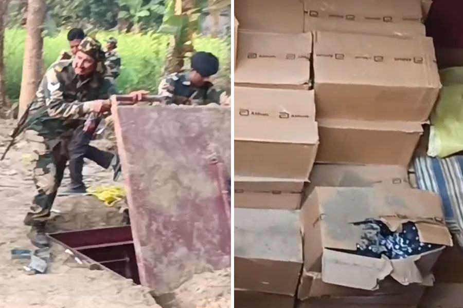 BSF seized lakhs of cough syrup inside a bunker in Nadia