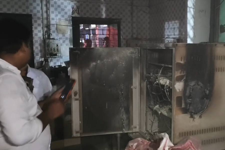Fire engulfs in rail ticket counter at Kakinara during rain and storm