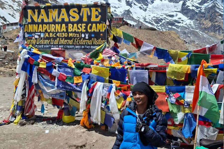 As a youngest female cyclist aindrila at Annapurna Base Camp