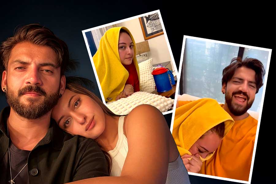 Sonakshi Sinha down with fever, husband Zaheer Iqbal lifts her mood