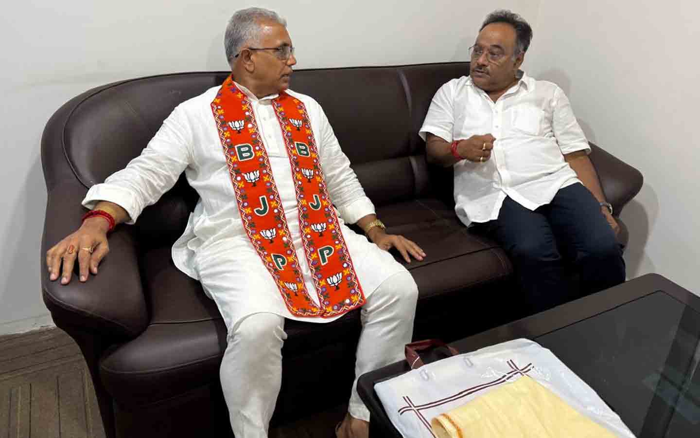 Dilip Ghosh meets Samik Bhattacharya in Salt lake party office
