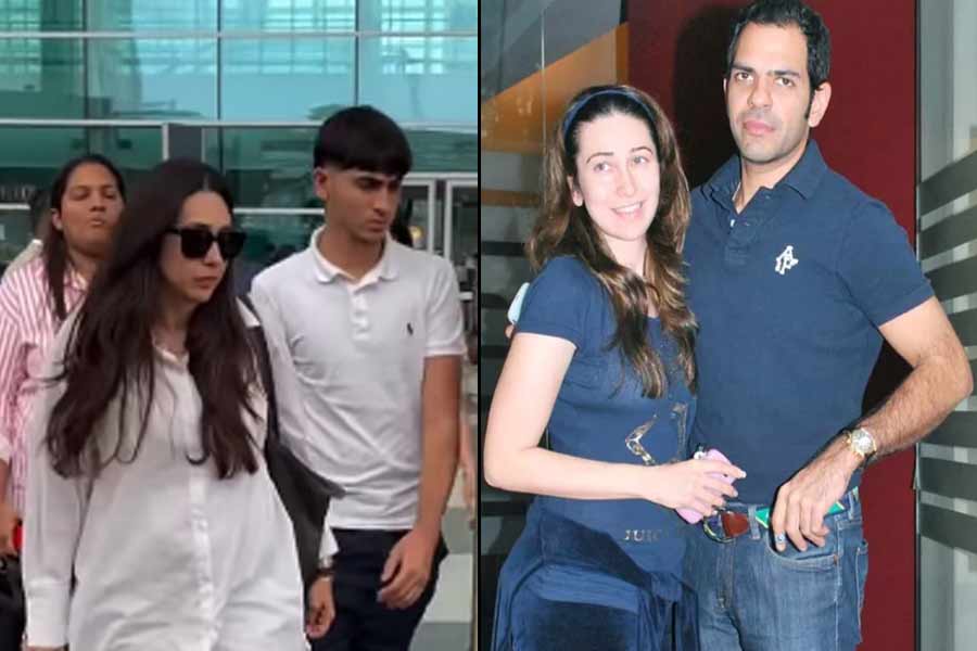 Karisma Kapoor, along with her daughter and son spotted at the Delhi airport along 30,000 crore estate dispute