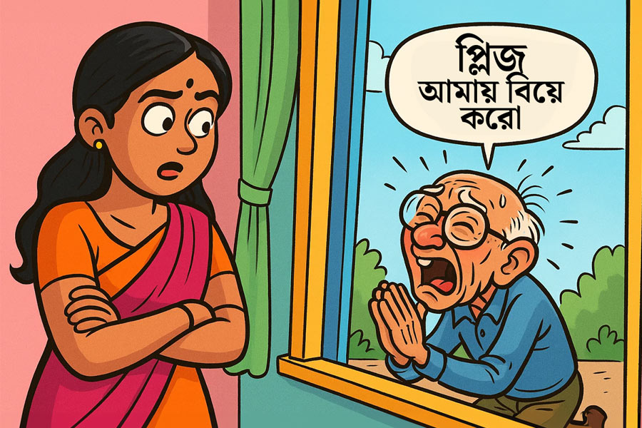 Seventy five years old man starts hunger strike in front of a woman's house in Bangladesh