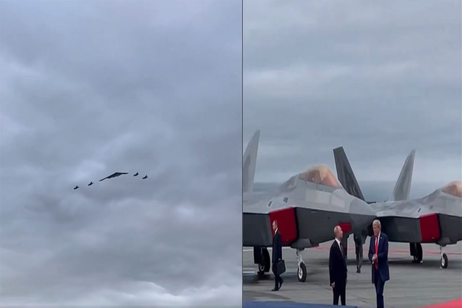 Trump Putin Meet at alaska B2 stealth bomber fly above