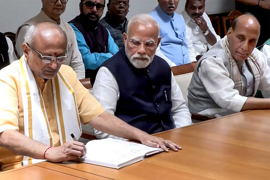 NDA's Vice President Candidate CP Radhakrishnan Files Nomination Accompanied with PM Modi