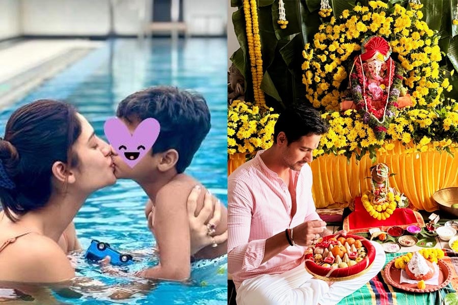Yash Dasgupta celebrates Ganesh Chaturthi without Nusrat Jahan