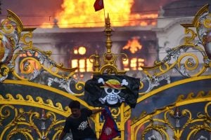 Gen Z protesters seen hunging Manga pirate flag in Nepal