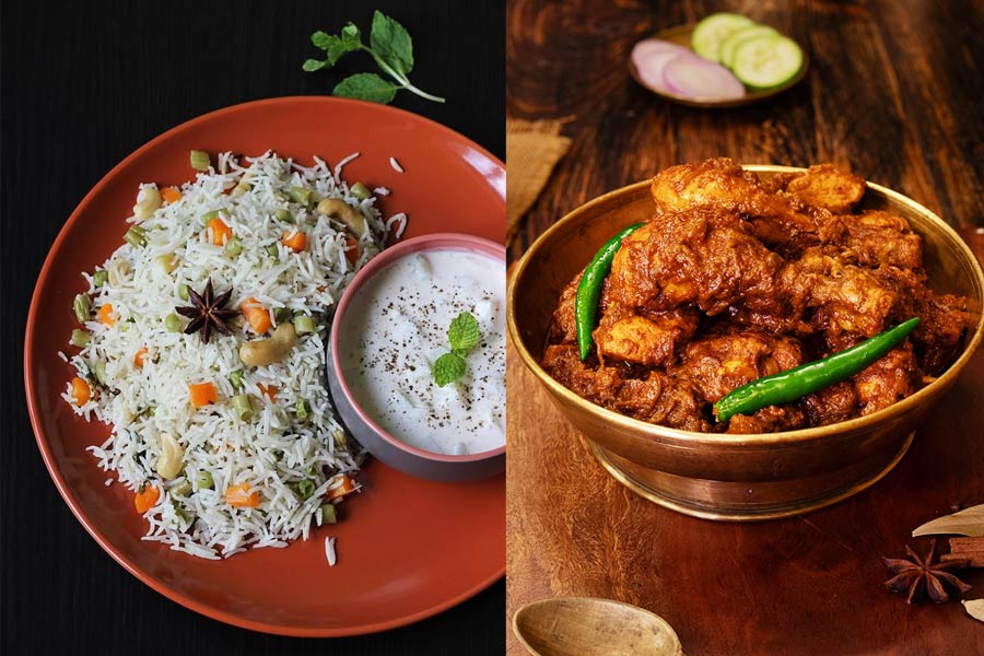 Sashthi special Dudh Pulao with Panchforon chicken recipe