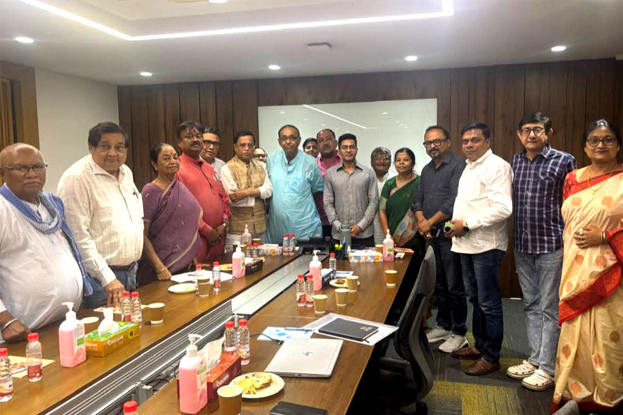 Abhishek Banerjee attends a meeting with local leaders of serampore