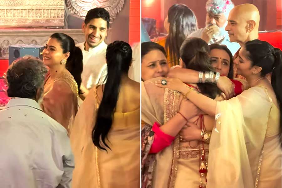 Rani Mukherjee kajol and many others celebrating Durga Puja in bollywood mukherjee family