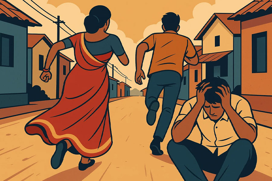 husband sit-in in front of his wife lover's house in Bhangar to get wife back