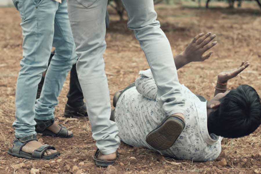 A TMC leader allegedly beaten by BJP in Khanakul